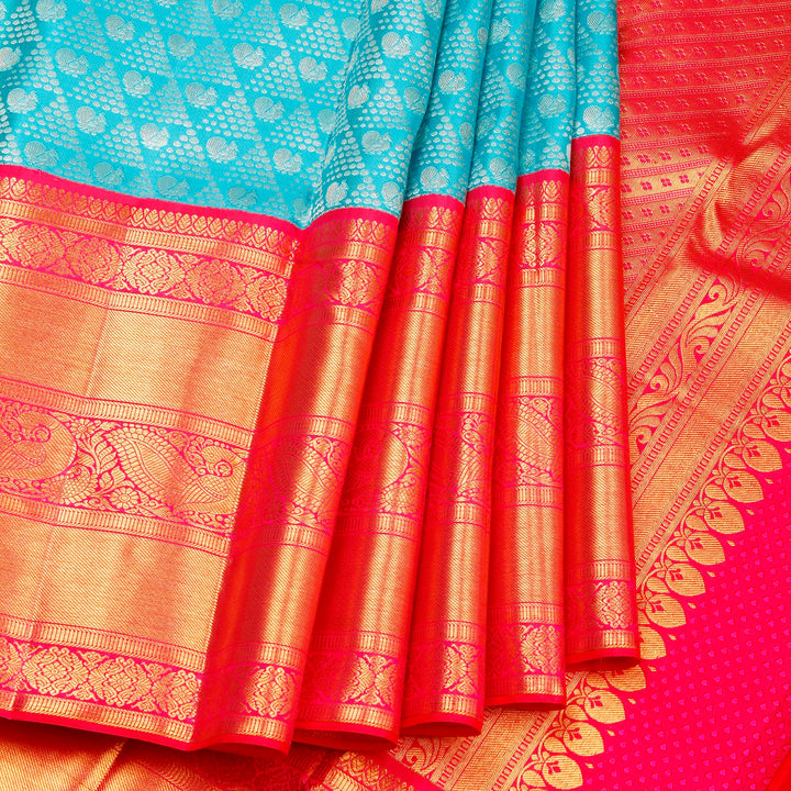 Kuberan Sky Blue Kanchivaram Silk Saree