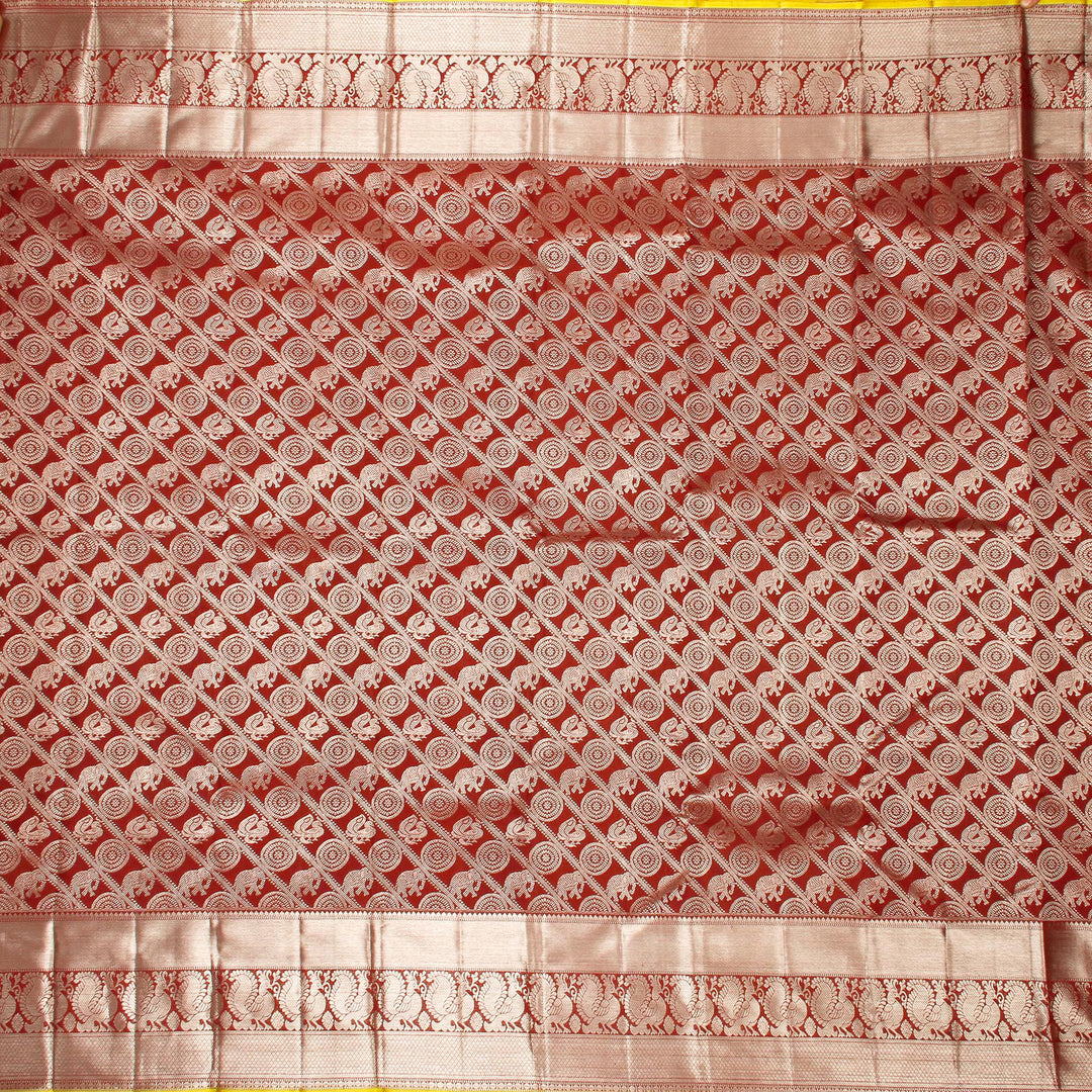 Kuberan Brown Lemon Kanchivaram Silk Saree