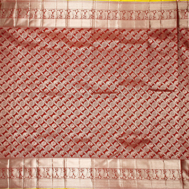 Kuberan Brown Lemon Kanchivaram Silk Saree