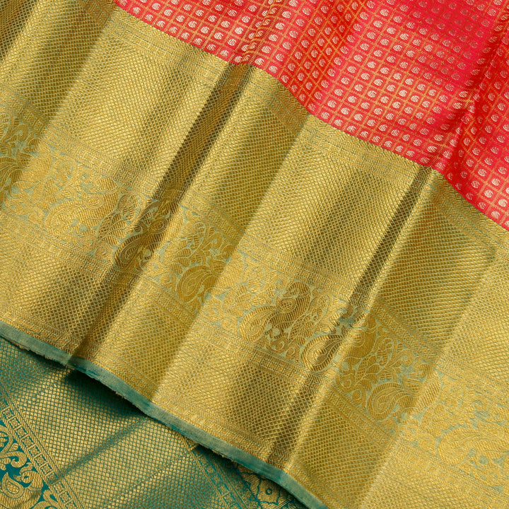 Kuberan Orange Pink Kanchivaram Silk Saree