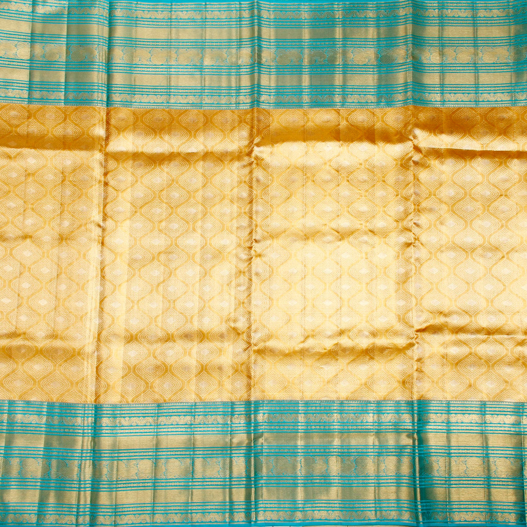 Kuberan Gold Blue Kanchivaram Silk Saree
