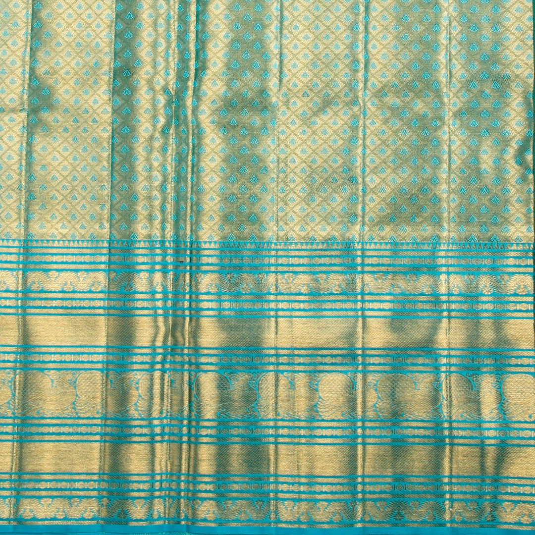 Kuberan Gold Blue Kanchivaram Silk Saree