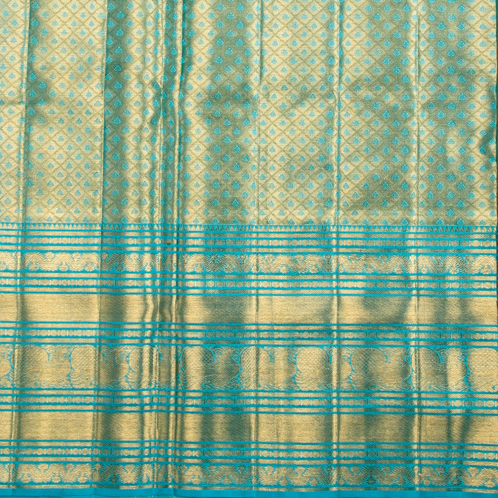 Kuberan Gold Blue Kanchivaram Silk Saree