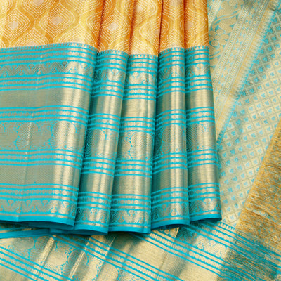Kuberan Gold Blue Kanchivaram Silk Saree