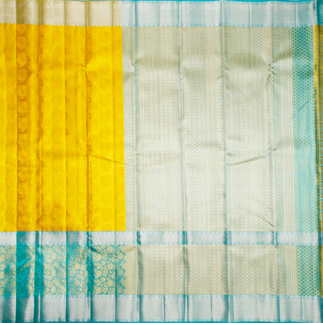 Kuberan Yellow Blue Kanchivaram Silk Saree