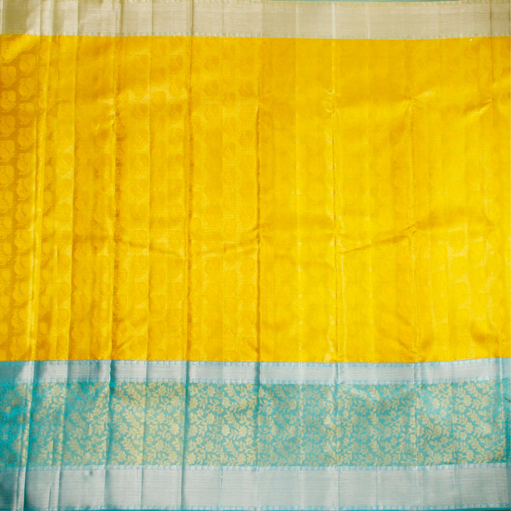 Kuberan Yellow Blue Kanchivaram Silk Saree