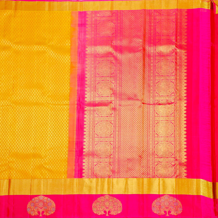 Kuberan Mustard Pink Kanchivaram Silk Saree