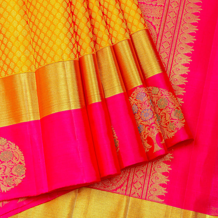 Kuberan Mustard Pink Kanchivaram Silk Saree
