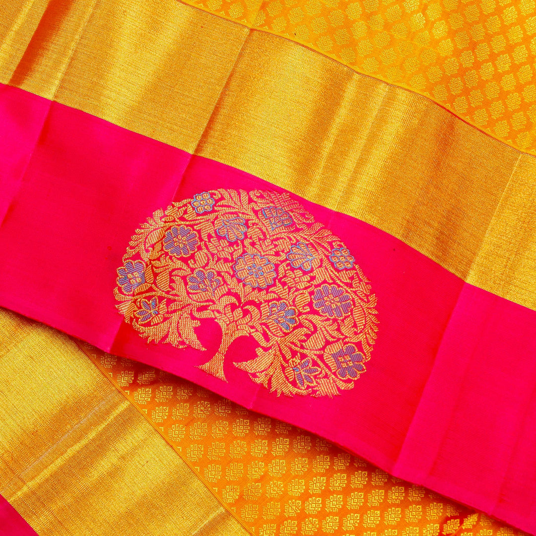 Kuberan Mustard Pink Kanchivaram Silk Saree