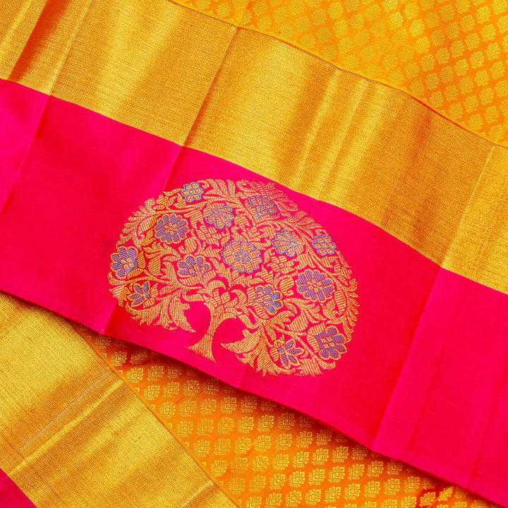 Kuberan Mustard Pink Kanchivaram Silk Saree