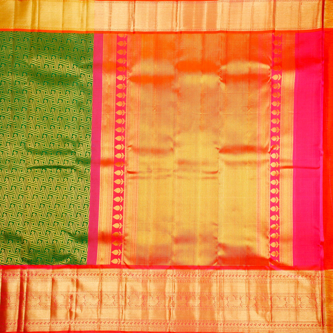 Kuberan Green Pink Kanchivaram Silk Saree