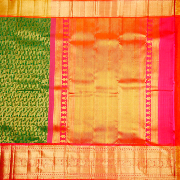 Kuberan Green Pink Kanchivaram Silk Saree