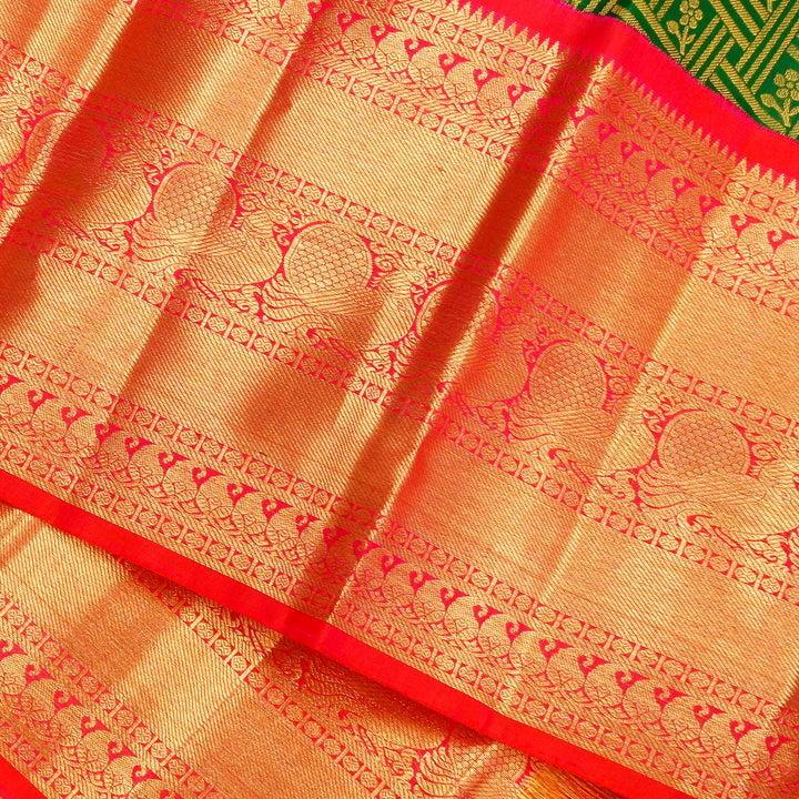 Kuberan Green Pink Kanchivaram Silk Saree
