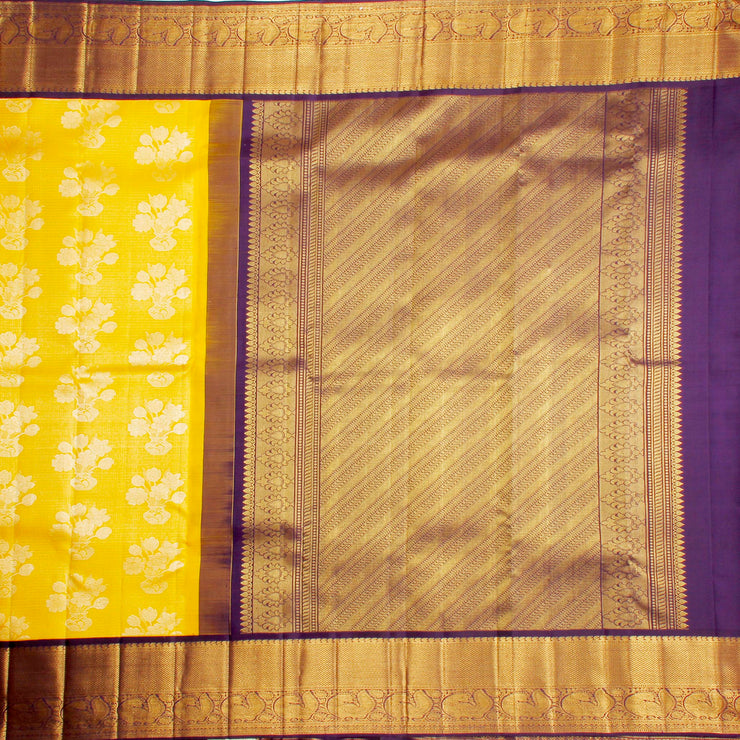 Kuberan Yellow Purple Kanchivaram Silk Saree