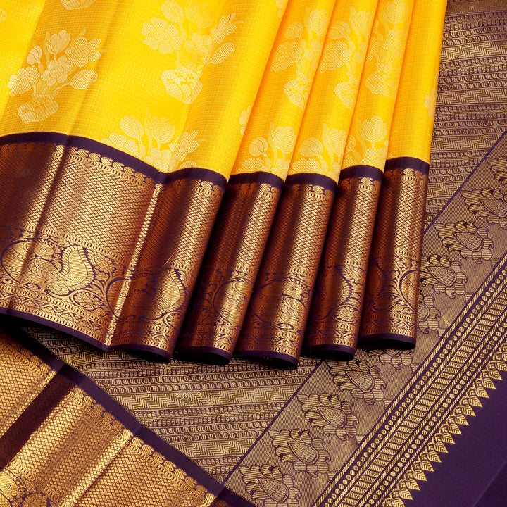Kuberan Yellow Purple Kanchivaram Silk Saree