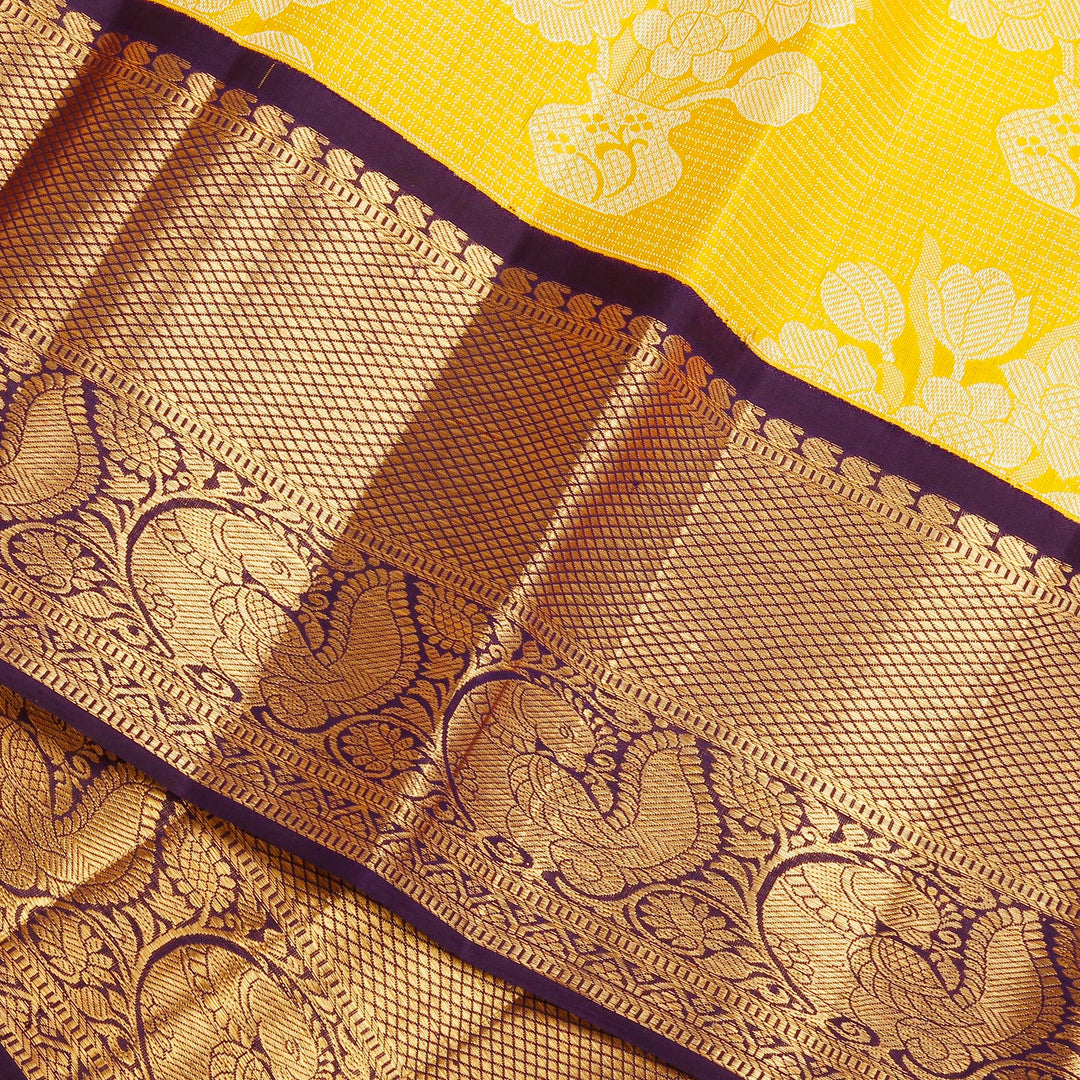 Kuberan Yellow Purple Kanchivaram Silk Saree
