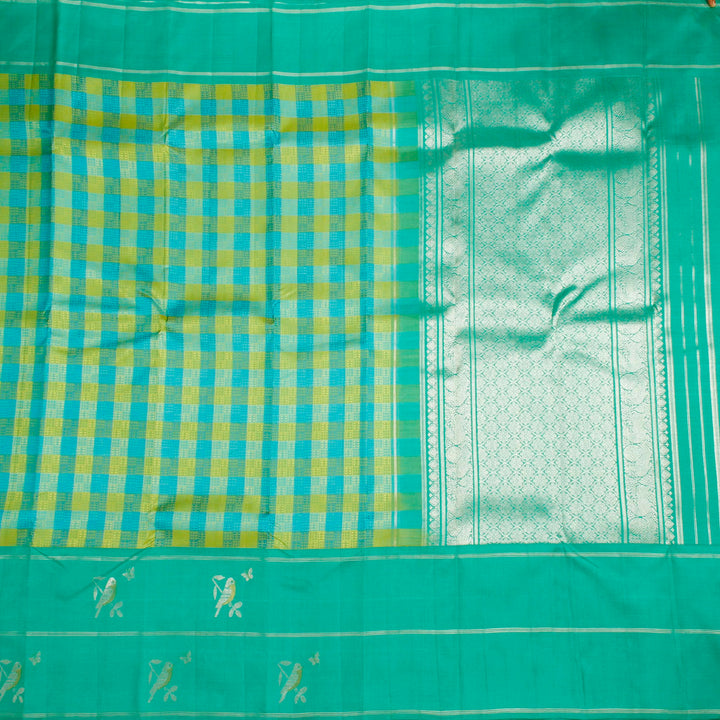 Kuberan Blue Green Kanchivaram Silk Saree