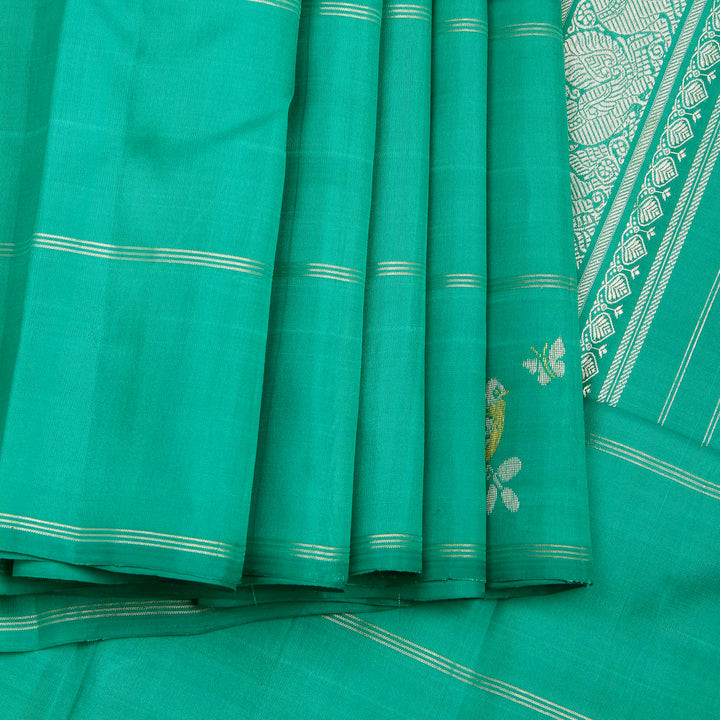 Kuberan Blue Green Kanchivaram Silk Saree