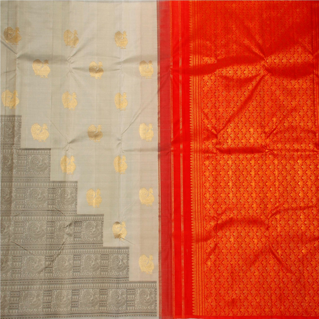 Kuberan Grey Red Kanchivaram Silk Saree