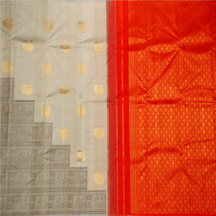 Kuberan Grey Red Kanchivaram Silk Saree