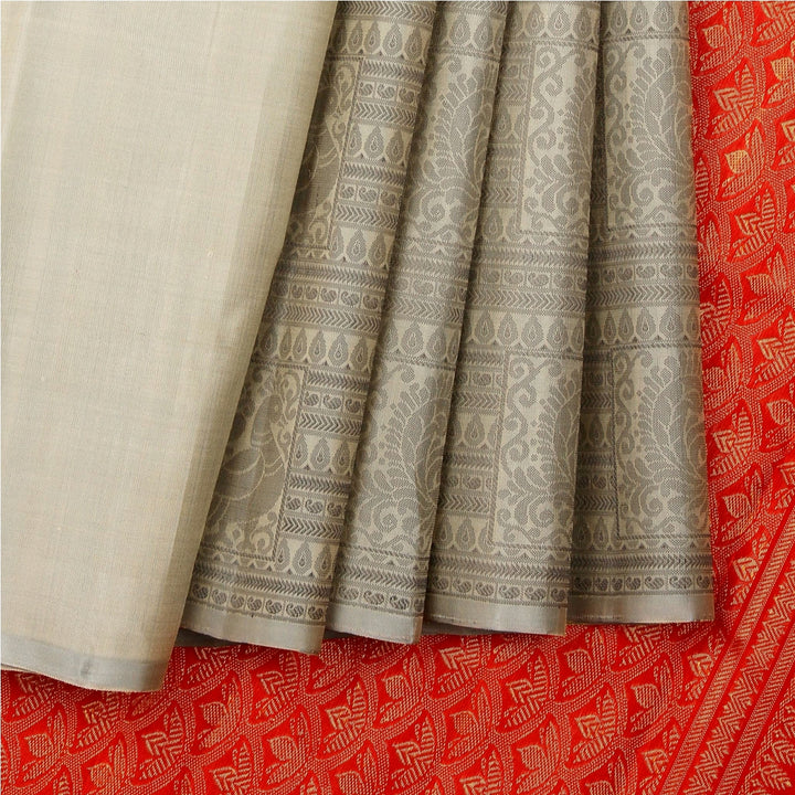 Kuberan Grey Red Kanchivaram Silk Saree