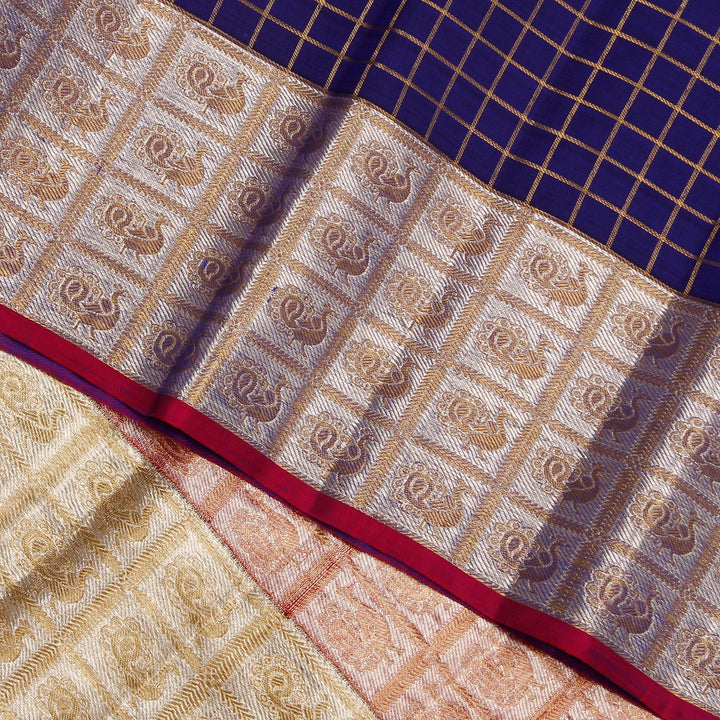 Kuberan Royal Blue Reddish Kanchiavarm Saree