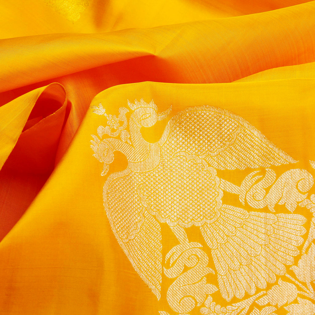 Kuberan Bright Yellow Kanchivaram Silk Saree