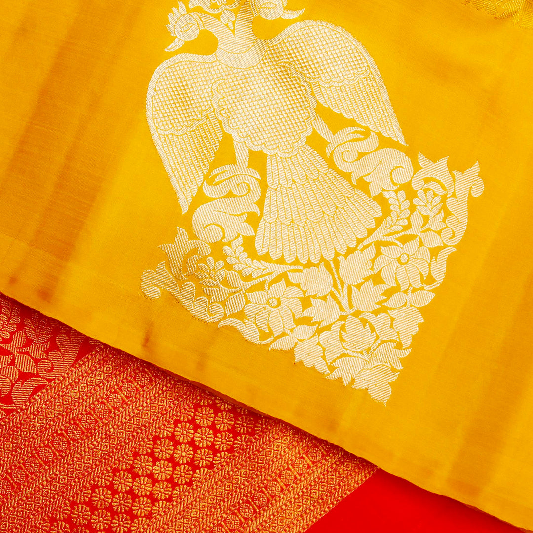 Kuberan Bright Yellow Kanchivaram Silk Saree