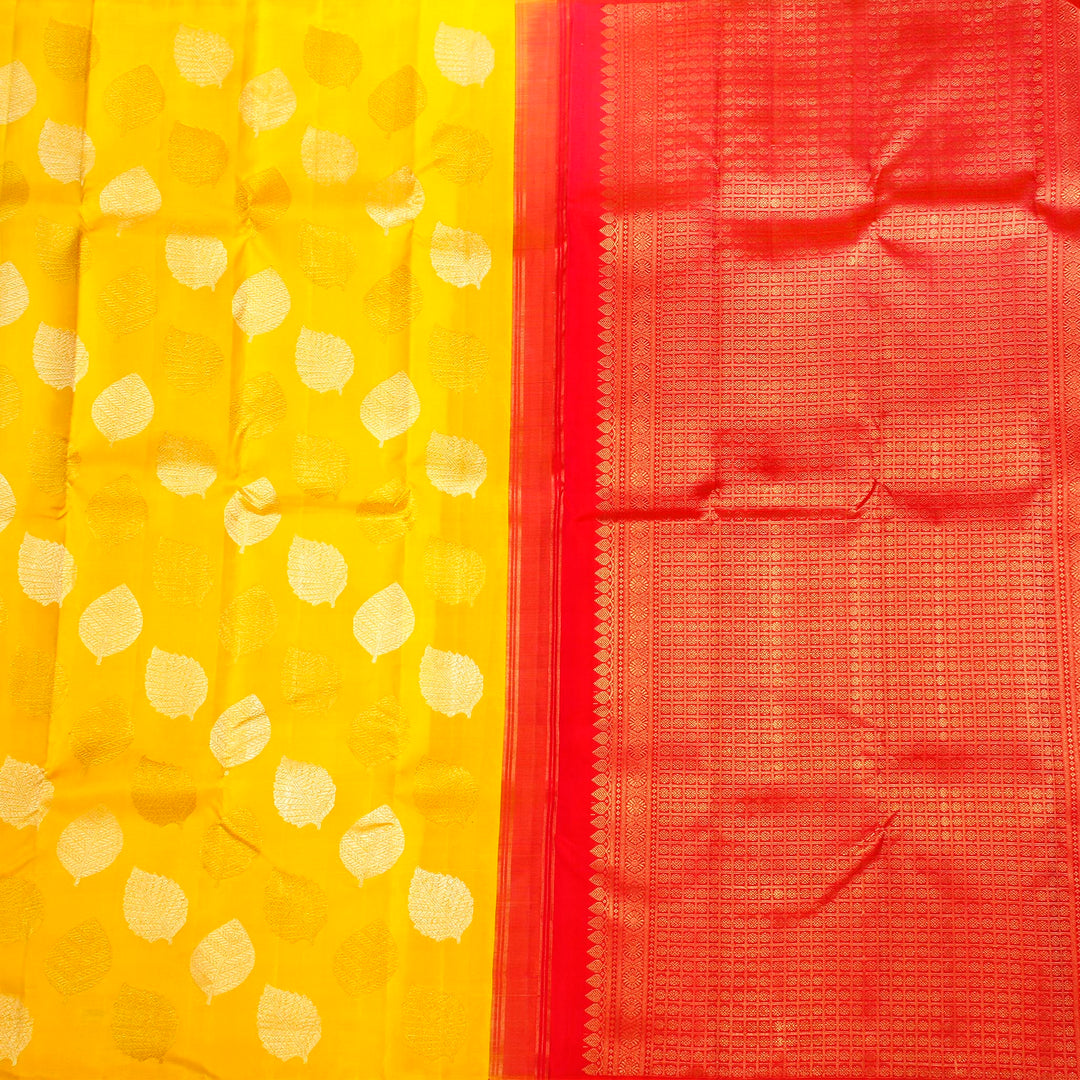 Kuberan Yellow Red Kanchivaram Silk Saree
