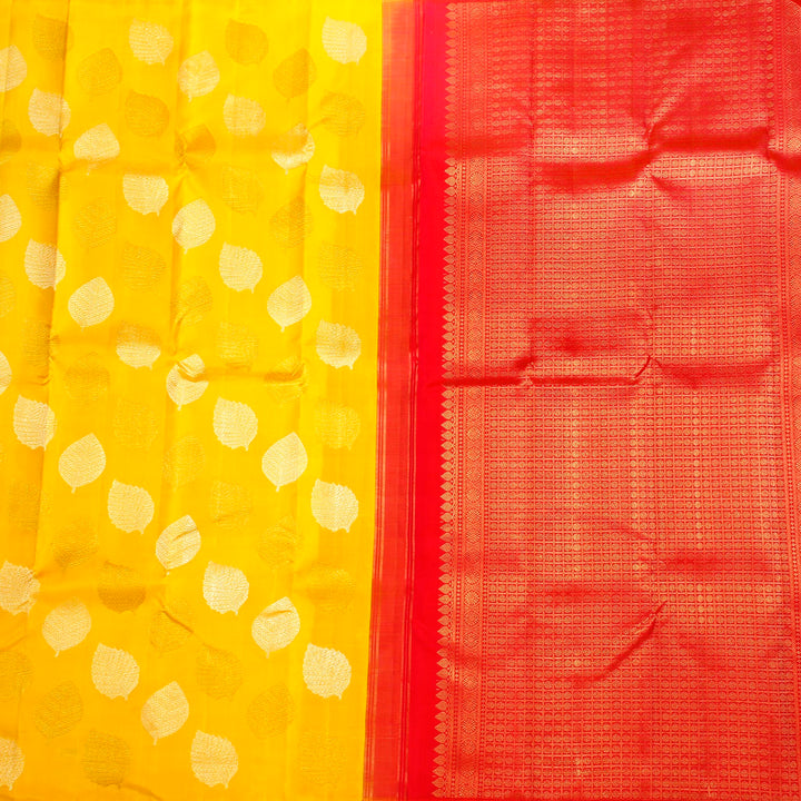 Kuberan Yellow Red Kanchivaram Silk Saree