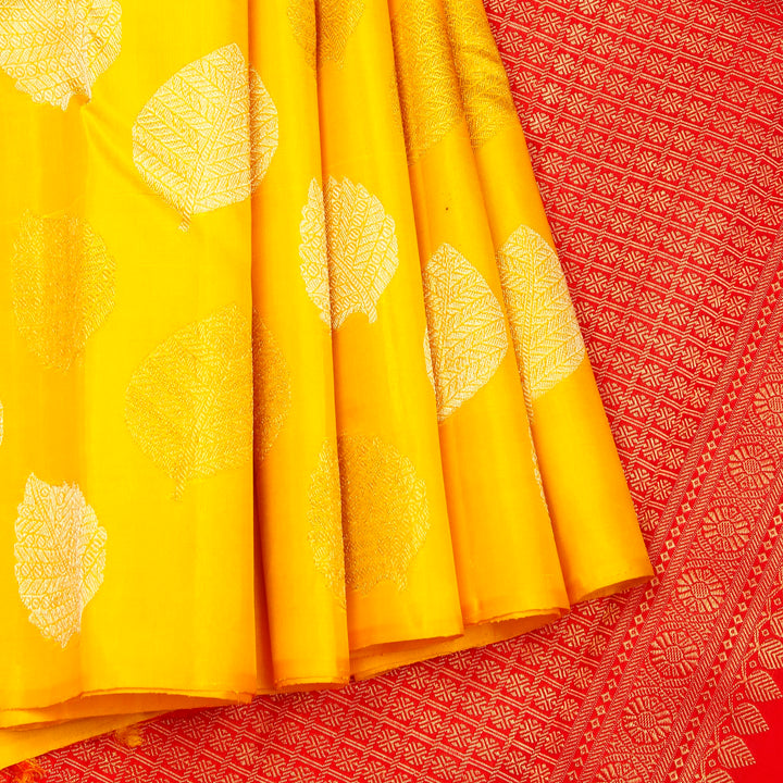 Kuberan Yellow Red Kanchivaram Silk Saree