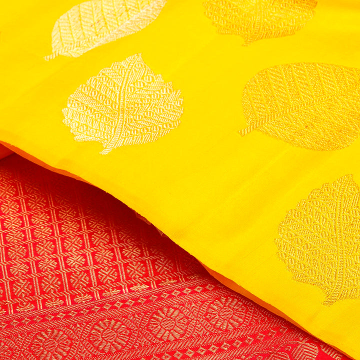 Kuberan Yellow Red Kanchivaram Silk Saree