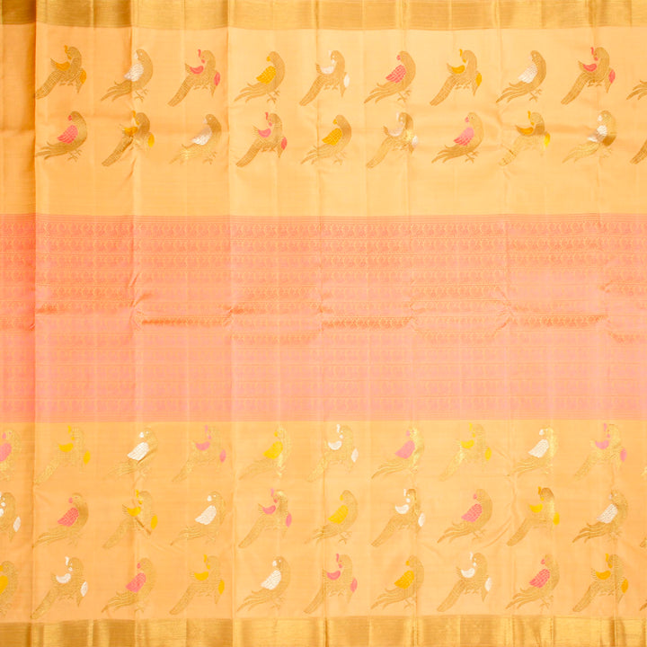 Kuberan Off Beige Pink Kanchivaram Silk Saree