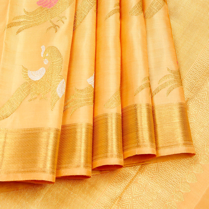 Kuberan Off Beige Pink Kanchivaram Silk Saree