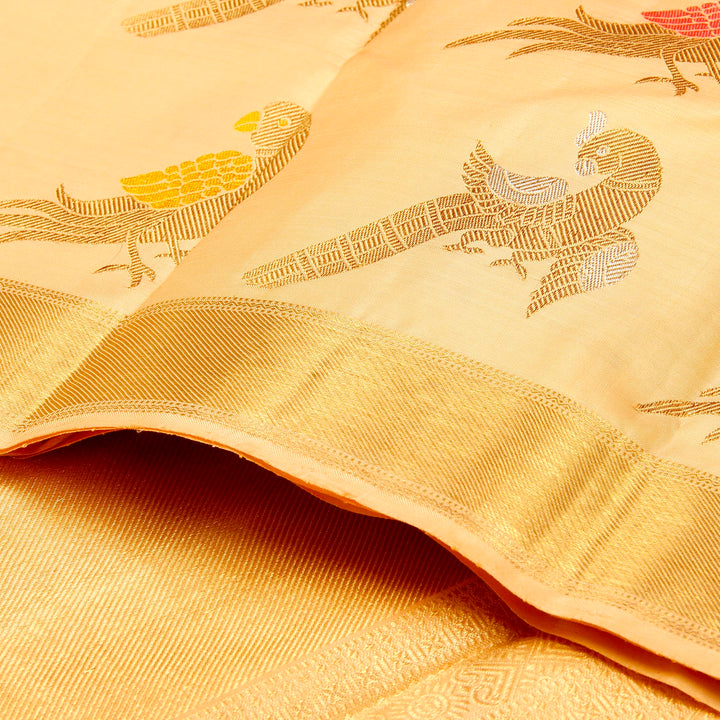 Kuberan Off Beige Pink Kanchivaram Silk Saree