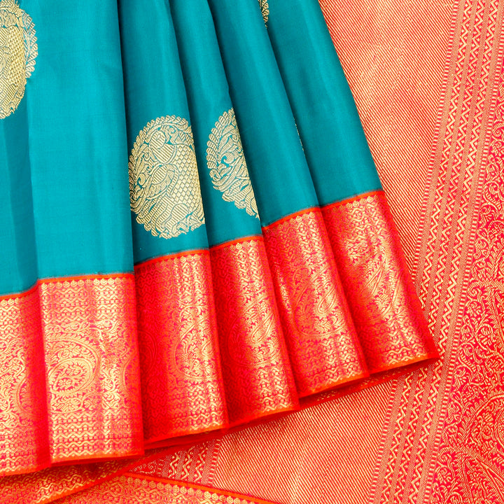 Kuberan Blue Pink Kanchivaram Silk Saree