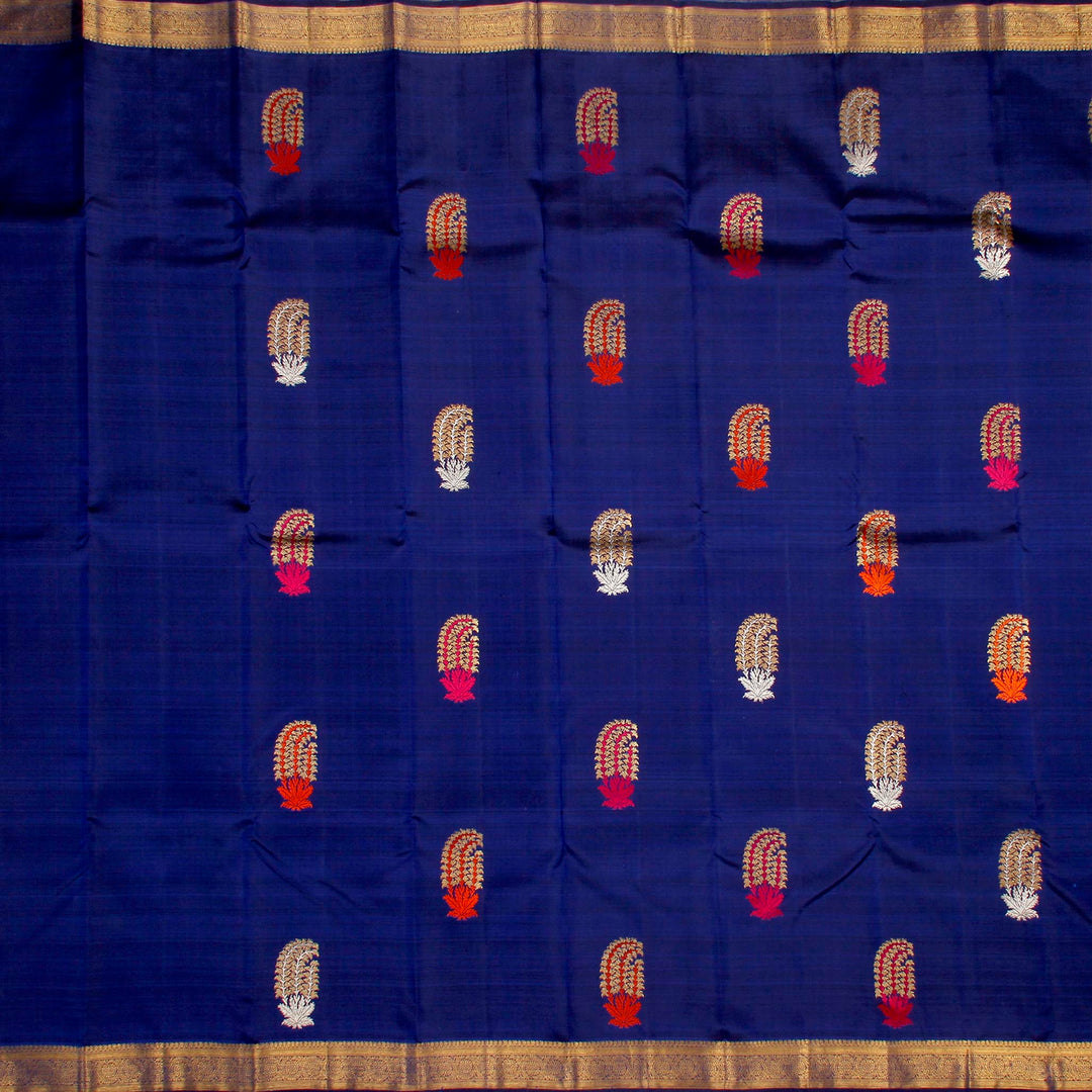 Kuberan Royal Blue Grey Kanchivaram Silk Saree