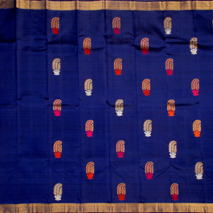 Kuberan Royal Blue Grey Kanchivaram Silk Saree