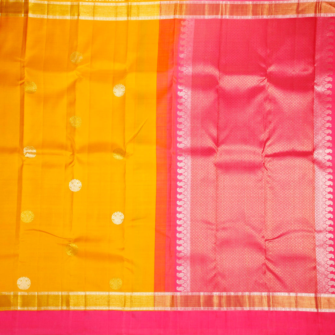 Kuberan Yellow Pink Kanchivaram Silk Saree