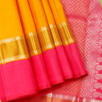 Kuberan Yellow Pink Kanchivaram Silk Saree