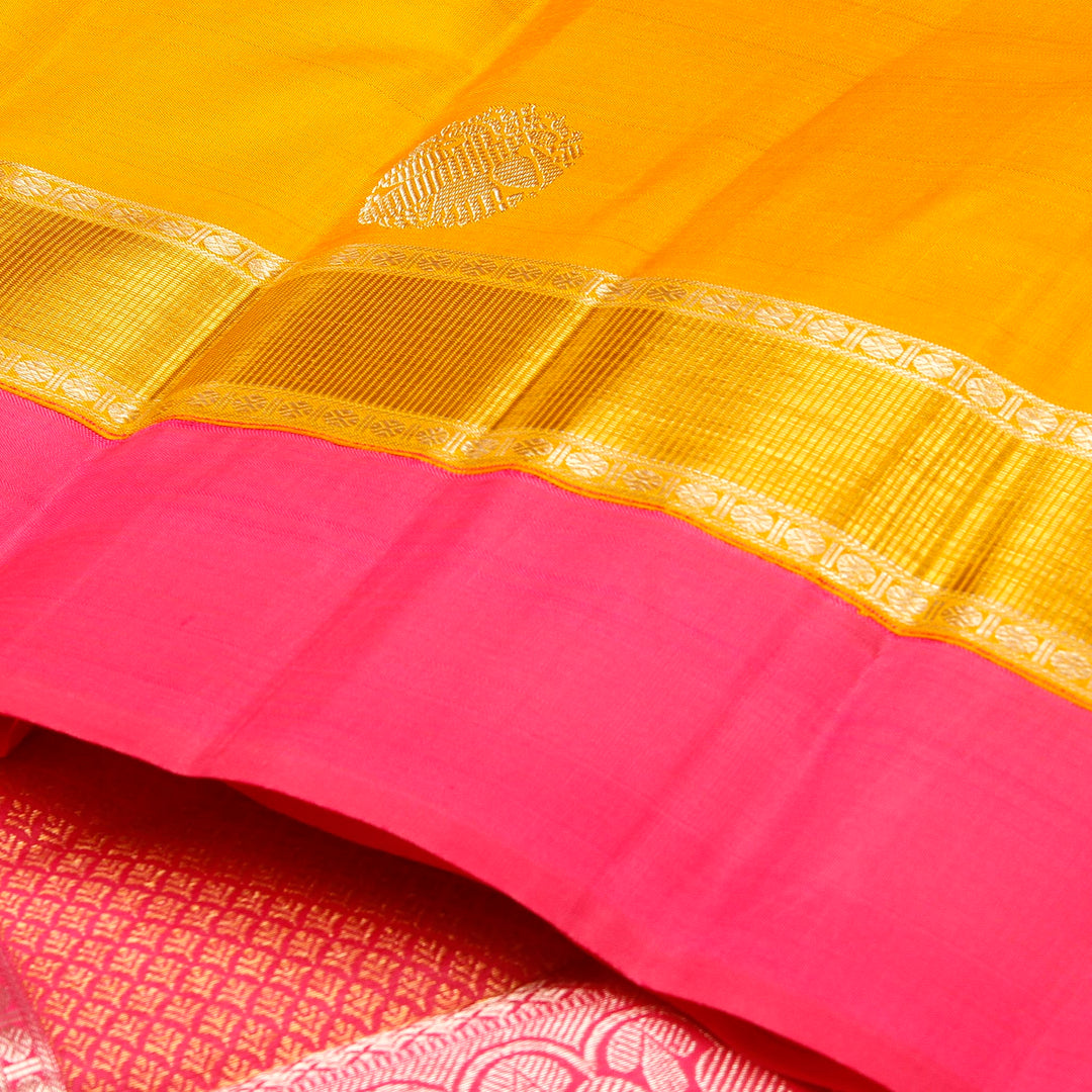 Kuberan Yellow Pink Kanchivaram Silk Saree