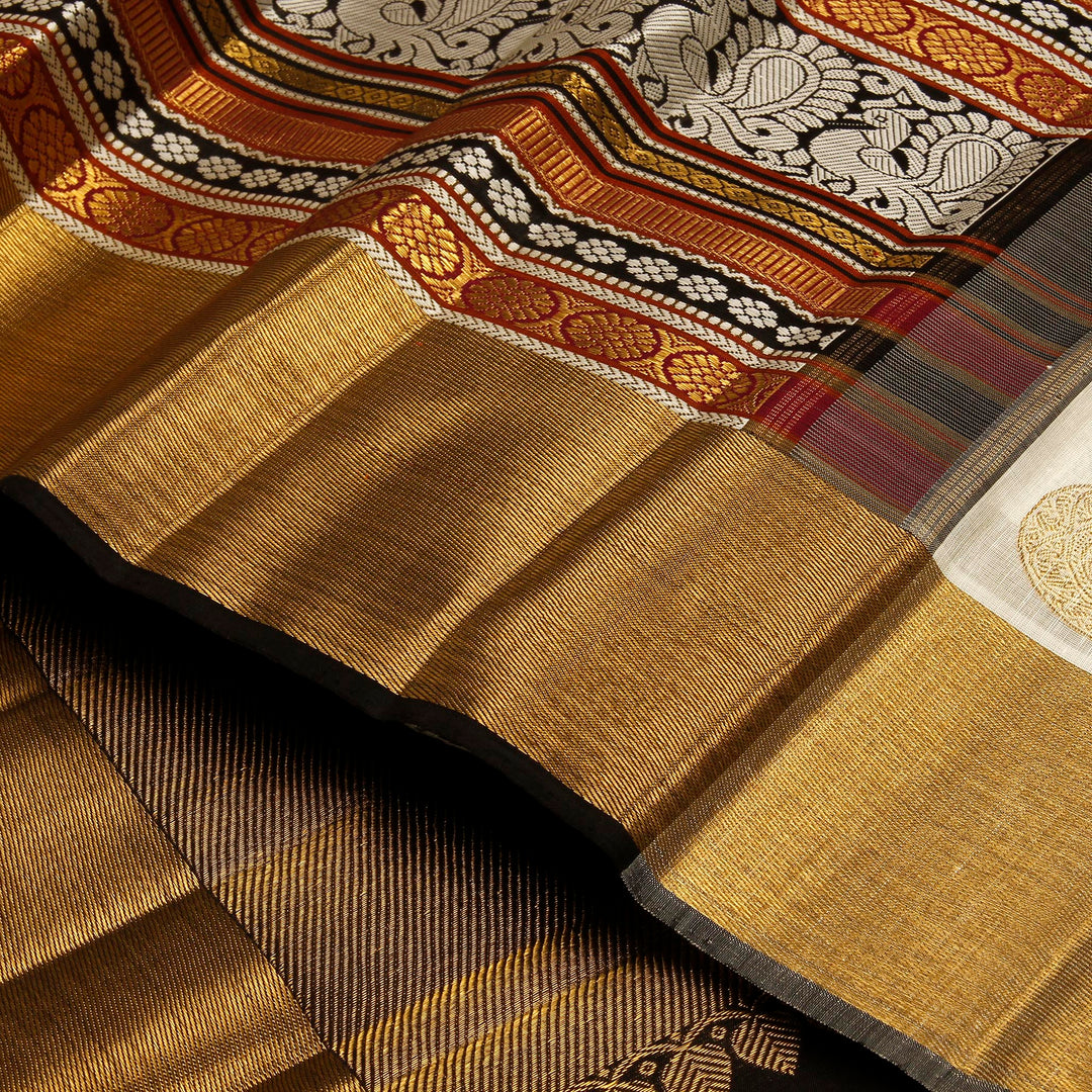 Kuberan White Black Kanchivaram Silk Saree