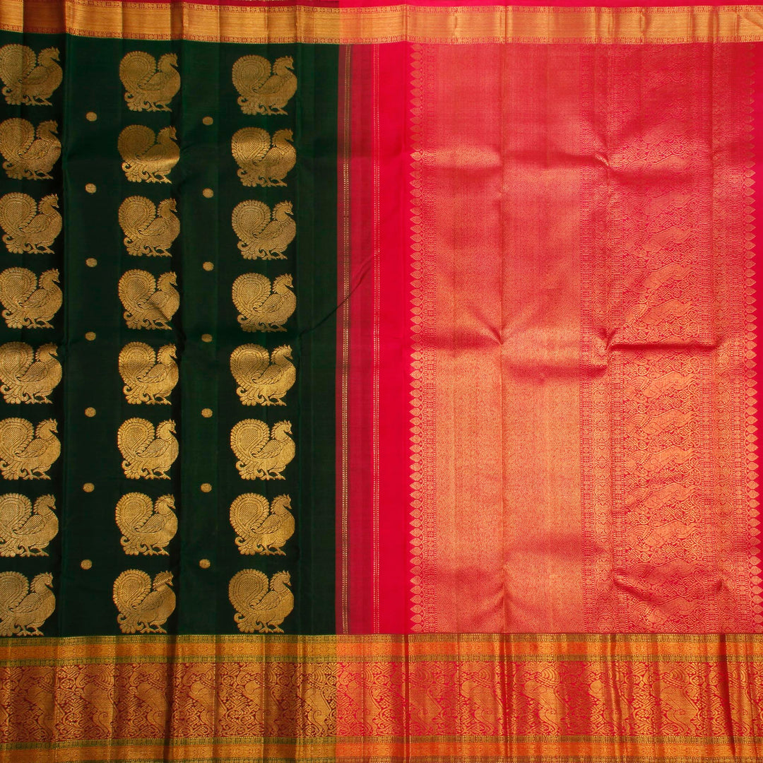 Kuberan Bottle Green Kanchivaram Silk Saree