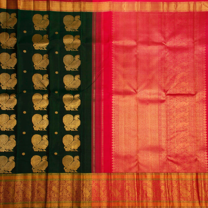 Kuberan Bottle Green Kanchivaram Silk Saree