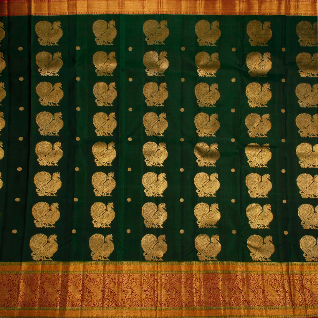 Kuberan Bottle Green Kanchivaram Silk Saree