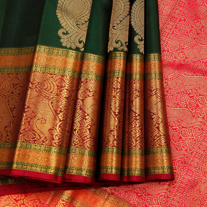 Kuberan Bottle Green Kanchivaram Silk Saree