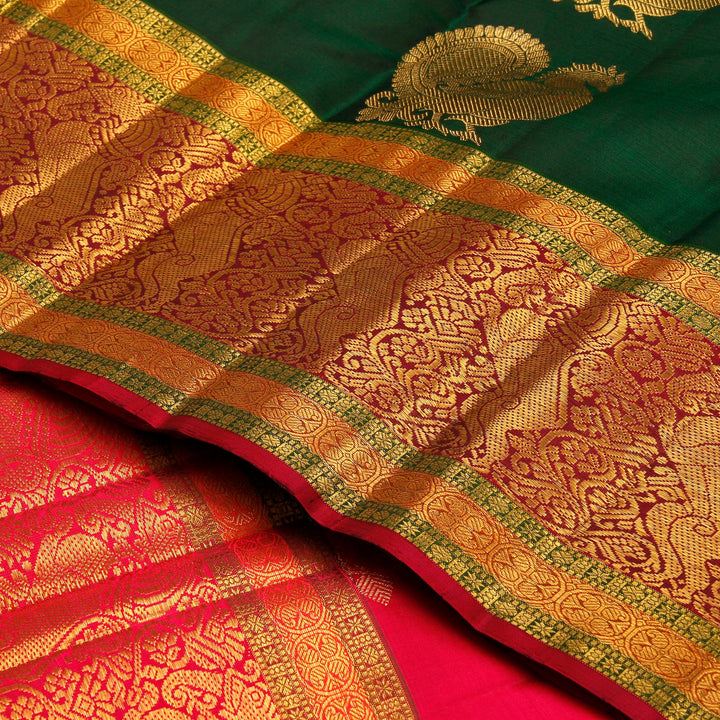 Kuberan Bottle Green Kanchivaram Silk Saree
