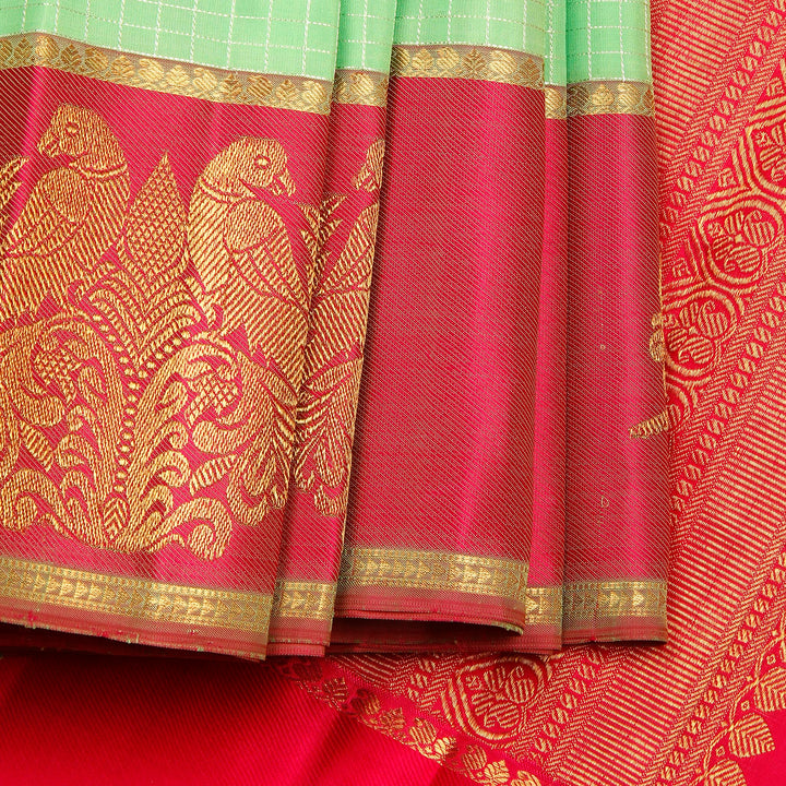 Kuberan Mint Pink Kanchivaram Silk Saree