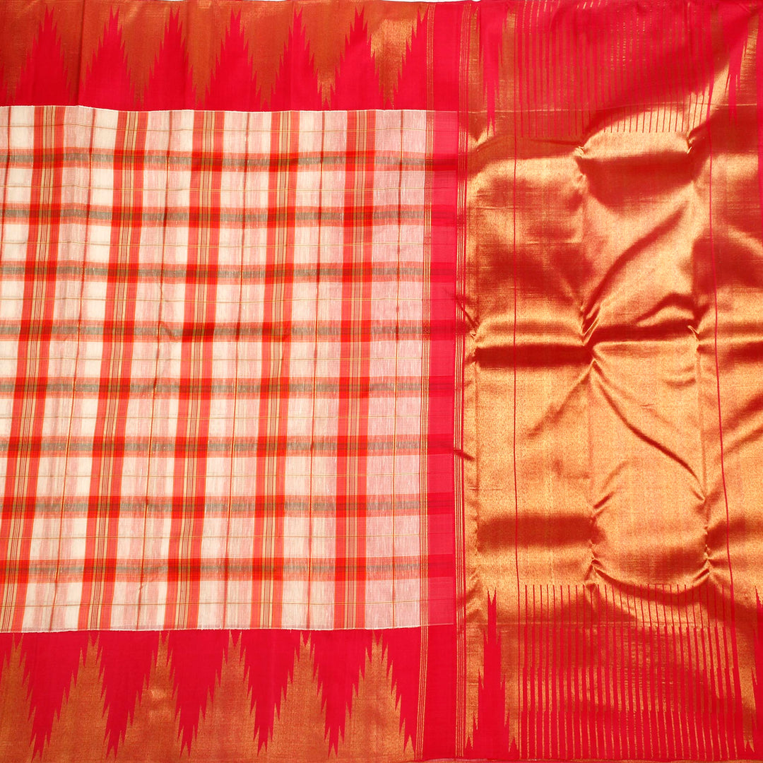 Kuberan White Pink Kanchivaram Silk Saree