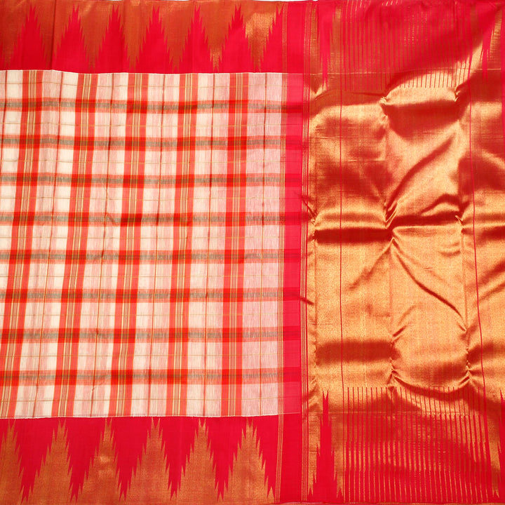 Kuberan White Pink Kanchivaram Silk Saree